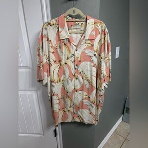 Tommy Bahama Pink and Cream Banana Print Casual Button Down Shirt